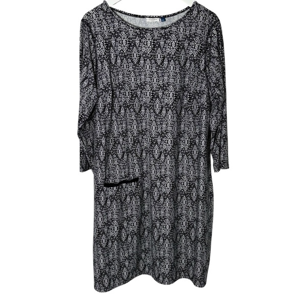 Cabana Life Cabana Shift Dress UPF 50 Black White Size 1X - Picture 2 of 10